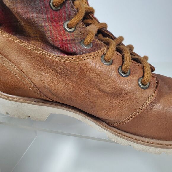 Timberland Women's Boots Size 8 Brown Leather Pendleton Bramhall Plaid Flannel - Picture 7 of 10